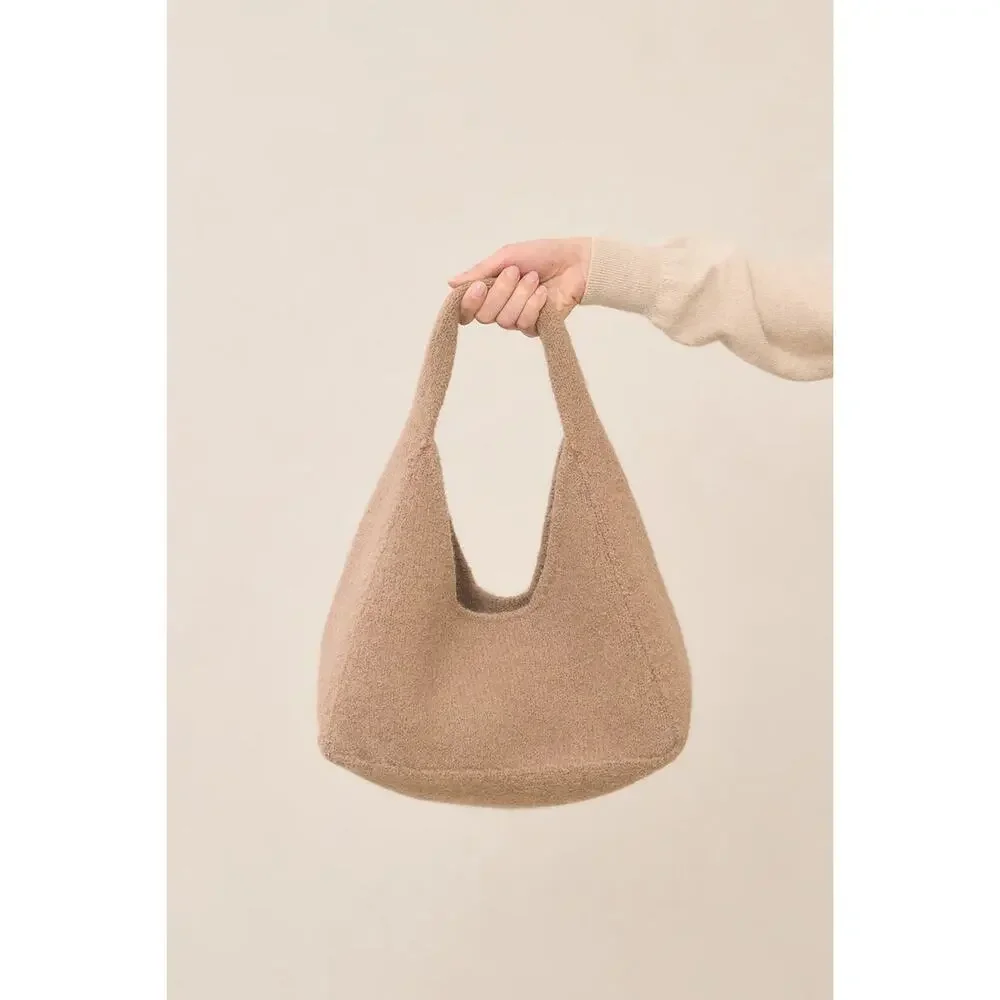 Lauren Manoogian Baby Bindle Bag Putty Cork Camel Highland Wool Alpaca Knit NWT - Picture 3 of 16